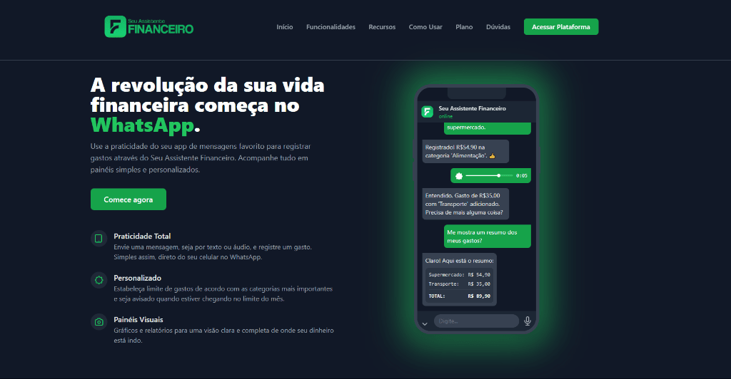 Seu Assistente Financeiro App Interface